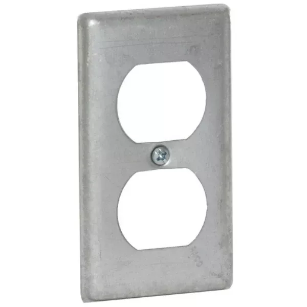 raco-864-duplex-receptacle-steel-handy-box-cover-2-5-16-x-4-3-16 RACO 864 Duplex Receptacle Steel Handy Box Cover, 2-5/16" x 4-3/16"