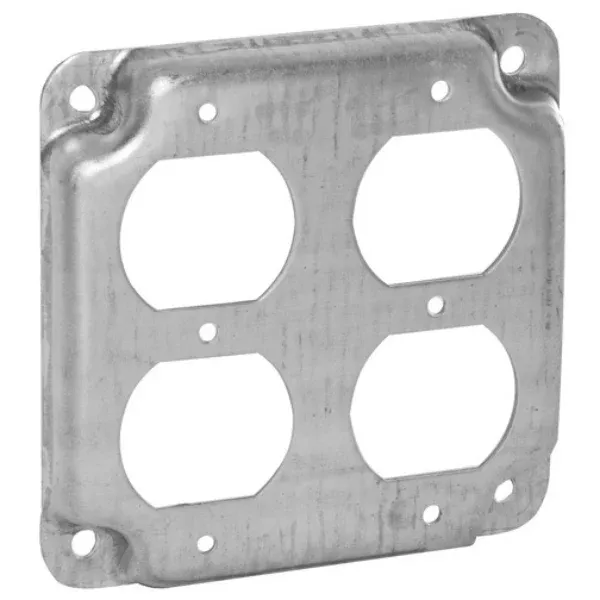 raco-907c-flat-corner-square-double-duplex-receptacle-4 RACO 907C Flat Corner Square Double Duplex Receptacle, 4"